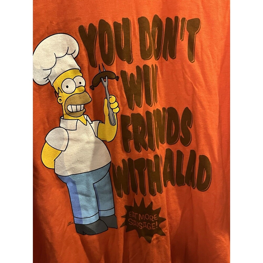 The Simpsons Homer Graphic T-Shirt Men 2XL Orange Universal Studios Short Sleev